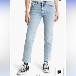 Kensie Jeans High Rise Straight Leg Raw Hem